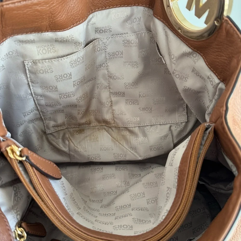 Michael Kors Brown / Cognac Pebbled Leather Shoulder Bag